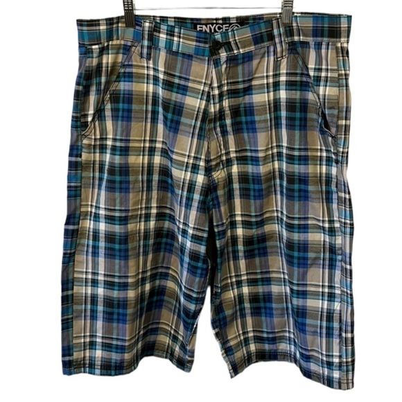Enyce Other - Enyce By Sean Combs Blue Plaid Cotton Shorts Size 36